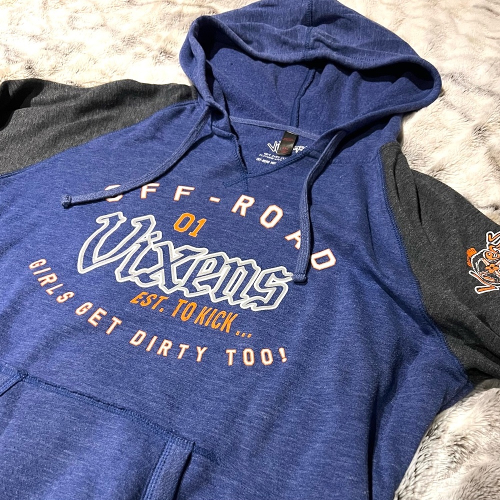 Off Road Vixens Blue & Charcoal Racing Motorcycle Hoodie XXL
